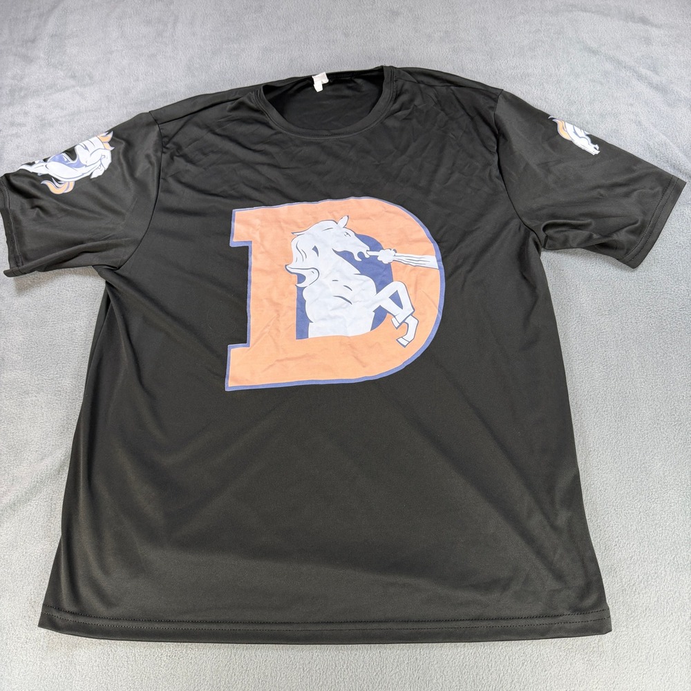 A4 Denver Broncos Mens 2XL Black Performance T-Shirt Vintage D Logo Graphic Tee